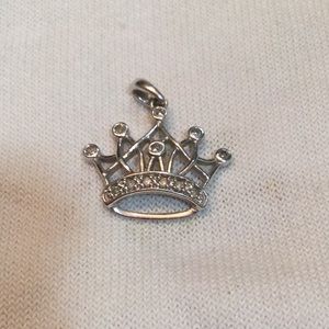 10K White gold and diamond crown pendent